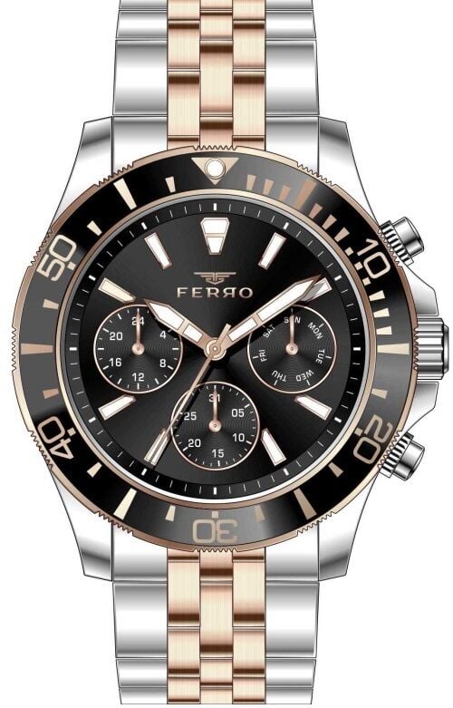 Ferro Rose ve Gümüş Çelik Kordon Erkek Kol Saati FM31921A-E2 FM31921A-E2