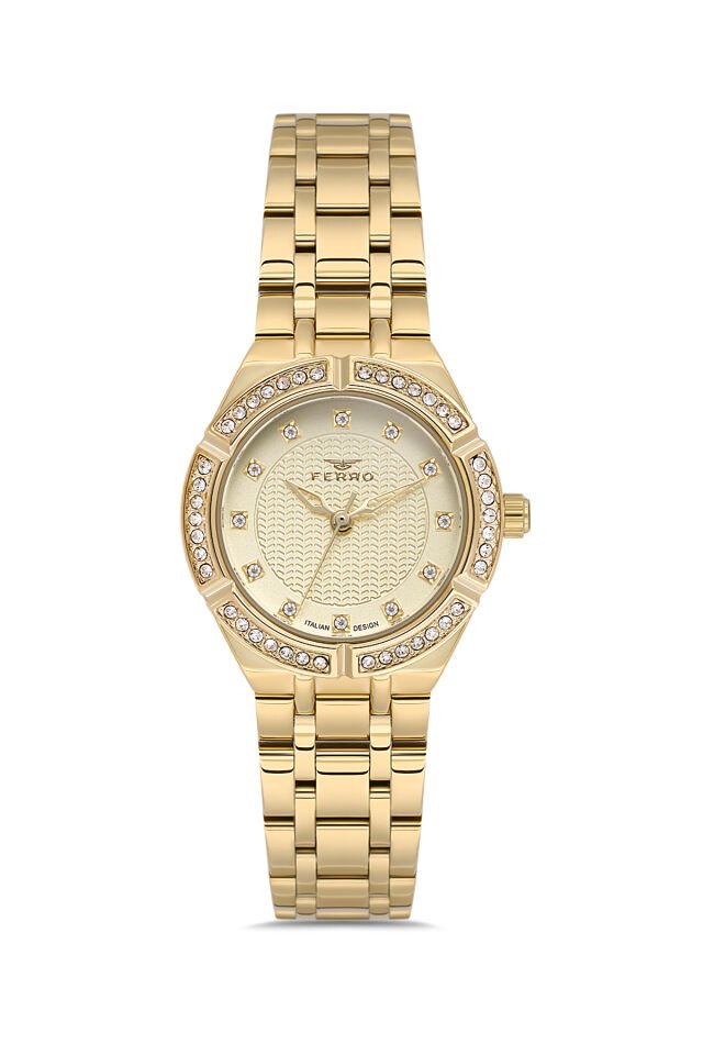 Ferro FL21610AWT-B4 Quartz Çelik Altın Rengi 29 mm Kadın Kol Saati