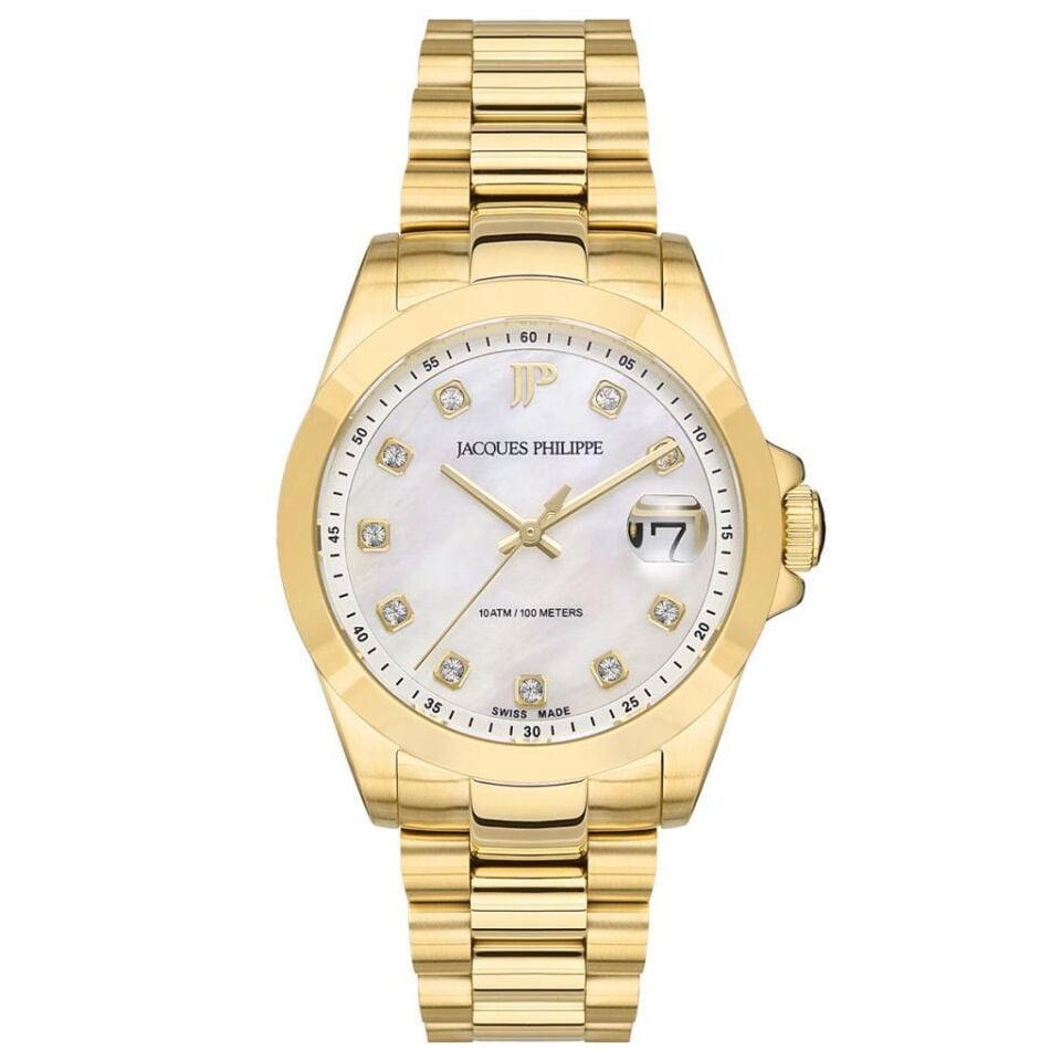 Jacques Philippe JPQLS342384 Swiss Made Safir Cam 34 mm Altın Rengi Kadın Kol Saati