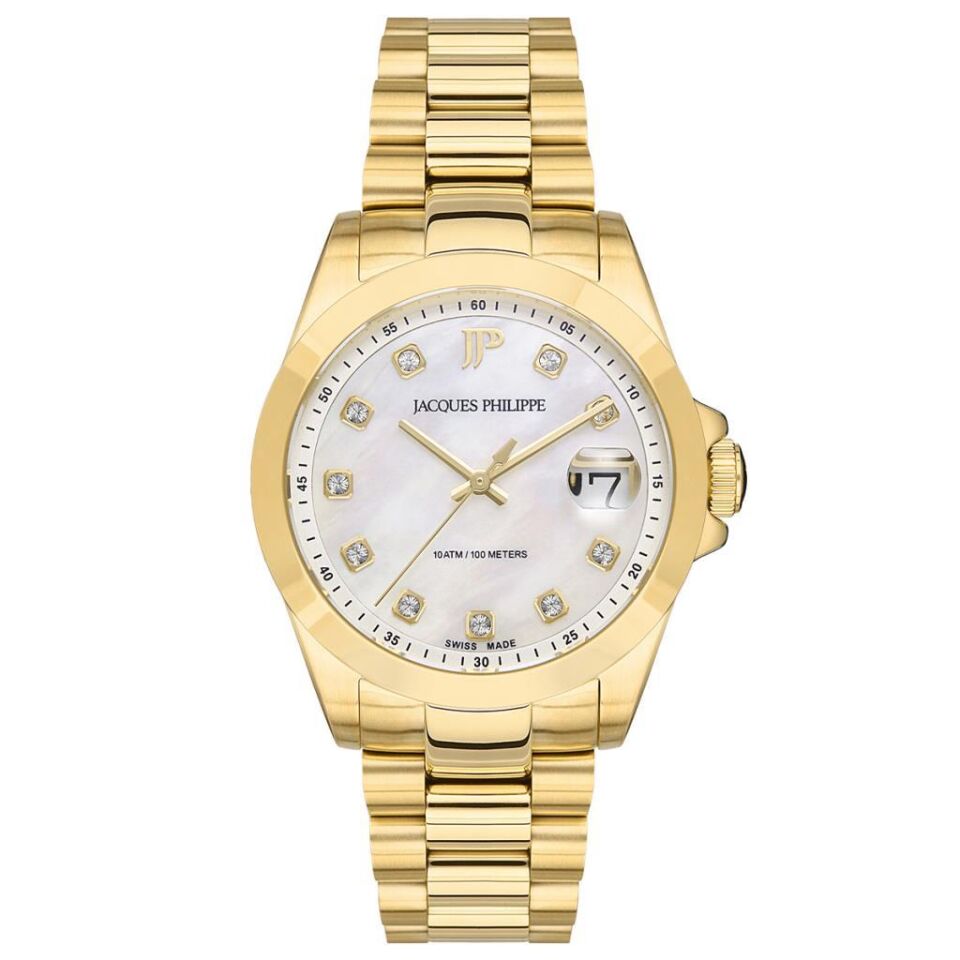 Jacques Philippe JPQLS342384 Swiss Made Safir Cam 34 mm Altın Rengi Kadın Kol Saati