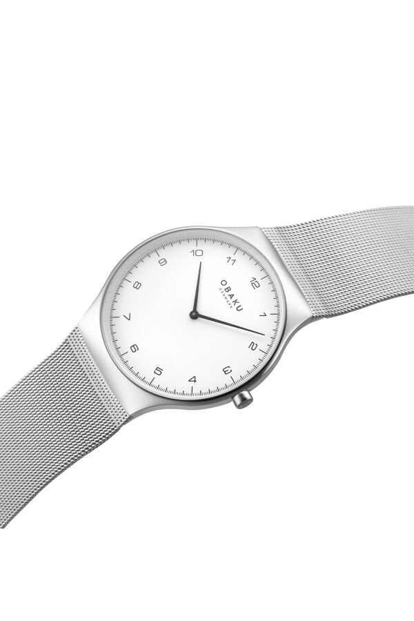 Obaku Denmark V306GXCWMC Quartz Hasır Gri Beyaz Kadran Safir Cam 40 mm Erkek Kol Saati