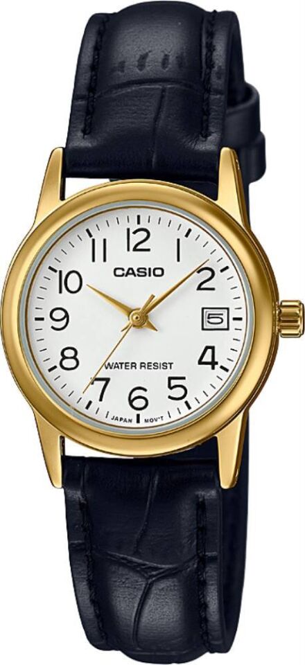 Casio LTP-V002GL-7B2UDF Quartz Deri Siyah Beyaz Kadran 25 mm Kadın Kol Saati