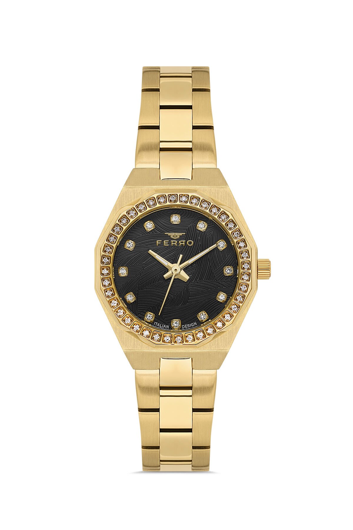 Ferro Sarı Çelik Kordon Kadın Kol Saati FL43014A-B2 3ATM Su Geçirmez 2 Yıl Garantili HediyePaketli