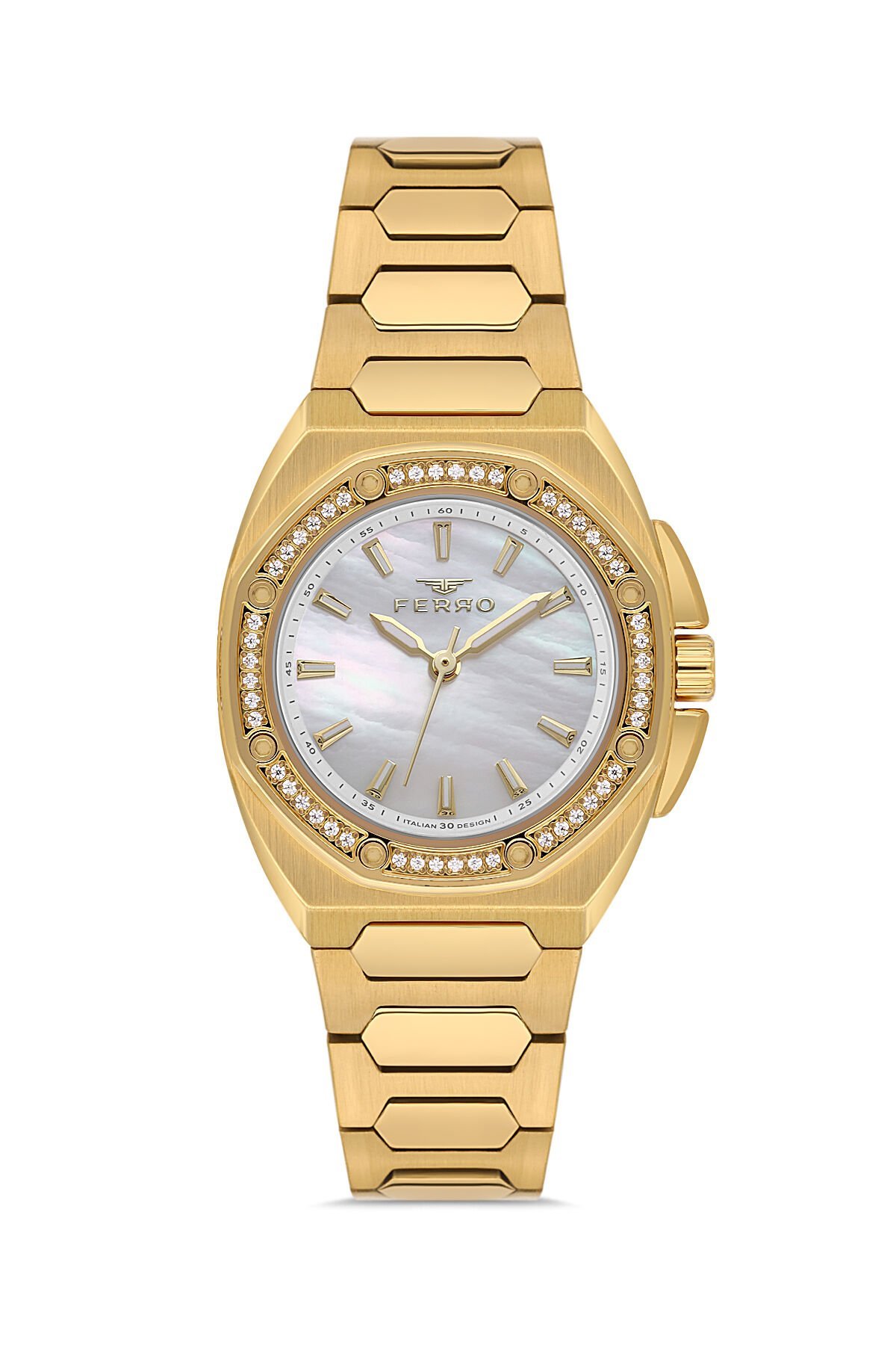 Ferro Sarı Çelik Kordon Kadın Kol Saati FL43026A-B 3ATM Su Geçirmez 2 Yıl Garantili HediyePaketli