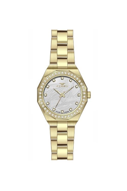 Ferro Sarı Çelik Kordon Kadın Kol Saati FL43014A-B 3ATM Su Geçirmez 2 Yıl Garantili HediyePaketli