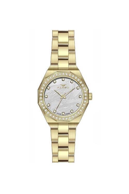 Ferro Sarı Çelik Kordon Kadın Kol Saati FL43014A-B 3ATM Su Geçirmez 2 Yıl Garantili HediyePaketli