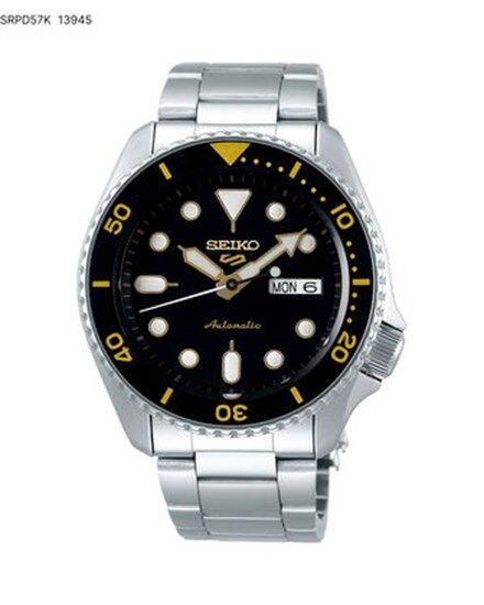 Seiko SRPD57K1 Otomatik Çelik Gri Siyah Kadran 10 ATM 42 mm Erkek Kol Saati