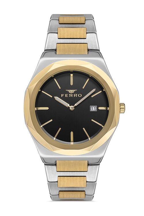 Ferro 41 mm Sarı ve Gümüş Çelik Kordon Erkek Kol Saati F40092A-D F40092A-D