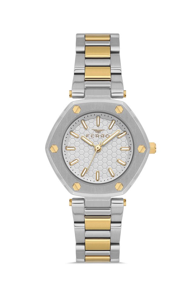 Ferro FL43006A-D Quartz Çelik Altın/Gri 32 mm Kadın Kol Saati