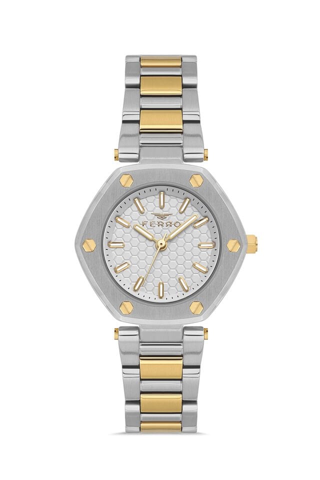 Ferro FL43006A-D Quartz Çelik Altın/Gri 32 mm Kadın Kol Saati