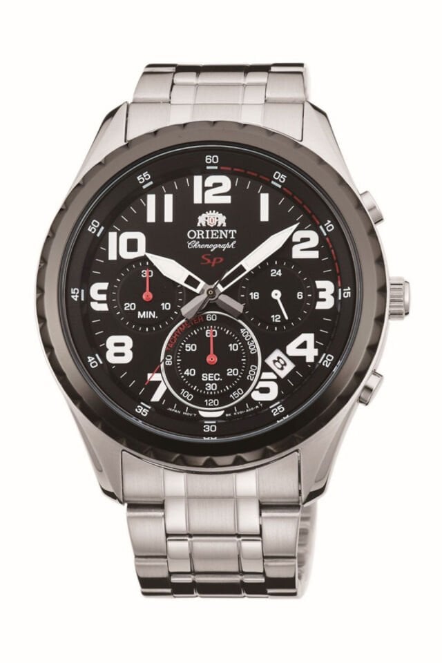 Orient FKV01001B0 Quartz Çelik Gri Siyah Kadran Kristal Cam 44 mm Erkek Kol Saati