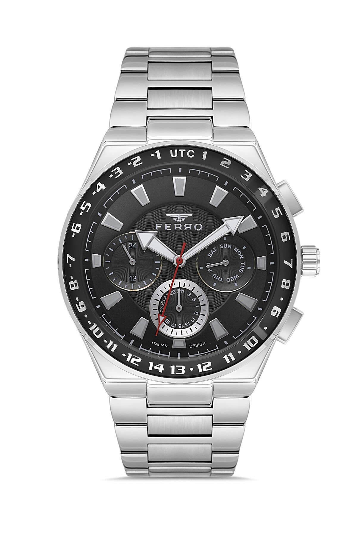 Ferro Gümüş Çelik Kordon Erkek Kol Saati FM11594AWT-A2 Fonksiyonları Aktif 3 ATM Su Geçirmez