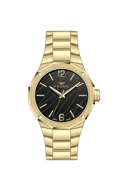 Ferro Sarı Çelik Kordon Kadın Kol Saati FL43018A-B2 3ATM Su Geçirmez 2 Yıl Garantili HediyePaketli