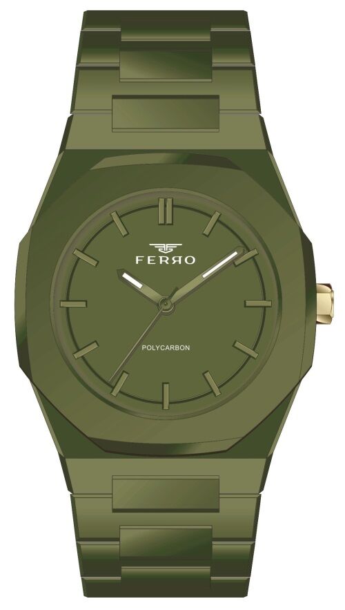 Ferro Yeşil Silikon Kordon Erkek Kol Saati F11400D-19F 3 ATM SuGeçirmez 2 YılGarantili HediyePaketli