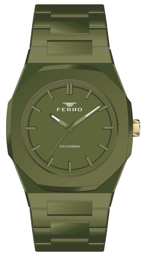 Ferro Yeşil Silikon Kordon Erkek Kol Saati F11400D-19F 3 ATM SuGeçirmez 2 YılGarantili HediyePaketli