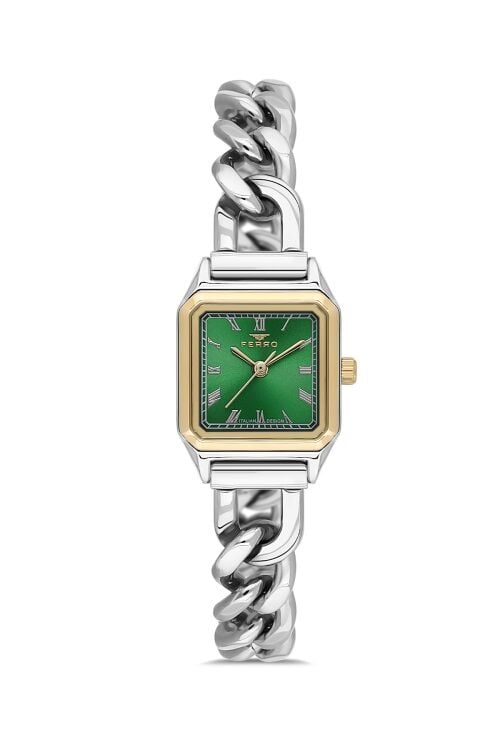 Ferro Gümüş ve Sarı Çelik Kordon Kadın Kol Saati FL40132A-D6 3ATM Su Geçirmez 2 Yıl Garantili