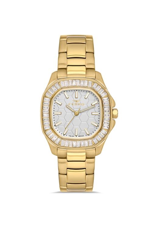 Ferro FL43008A-B Quartz Çelik Altın Rengi 31 mm Kadın Kol Saati