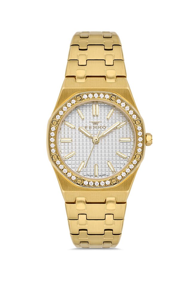 Ferro FL43029A-B Quartz Çelik Altın Rengi 33 mm Kadın Kol Saati