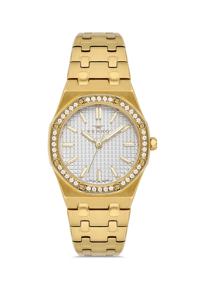 Ferro FL43029A-B Quartz Çelik Altın Rengi 33 mm Kadın Kol Saati