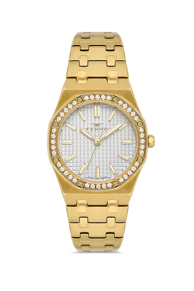 Ferro FL43029A-B Quartz Çelik Altın Rengi 33 mm Kadın Kol Saati