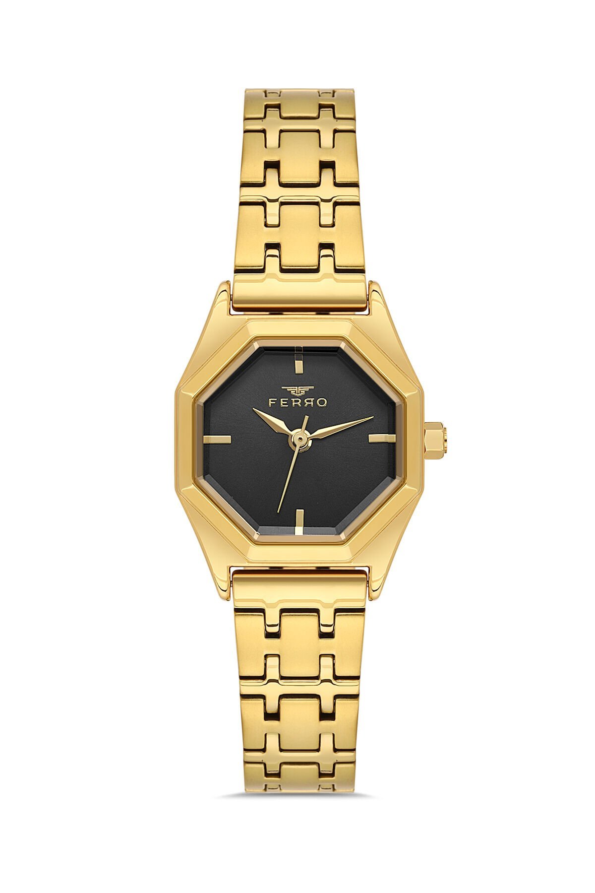 Ferro Sarı Çelik Kordon Kadın Kol Saati FL43019A-B2 3ATM Su Geçirmez 2 Yıl Garantili HediyePaketli