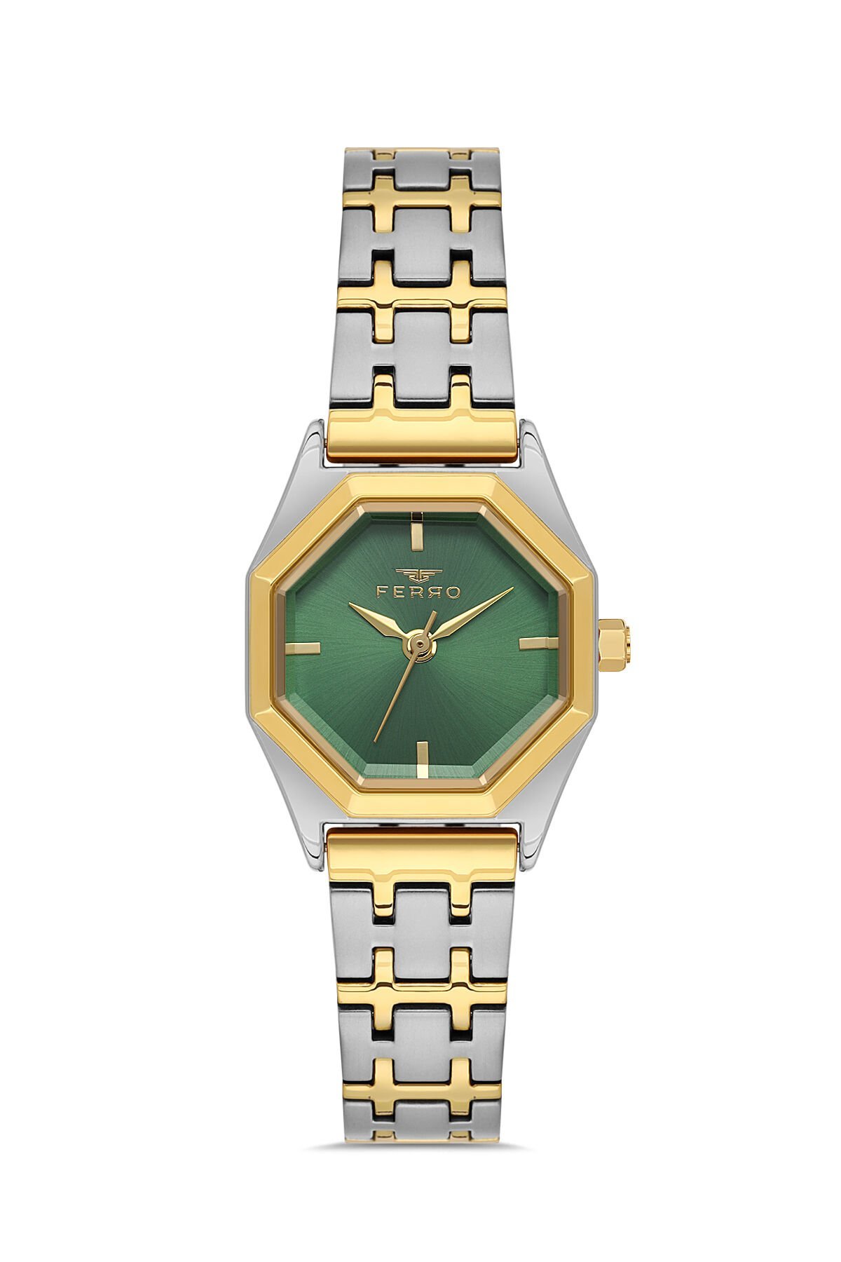 Ferro FL43019A-D6 Quartz Çelik Altın/Gri Yeşil 26 mm Kadın Kol Saati