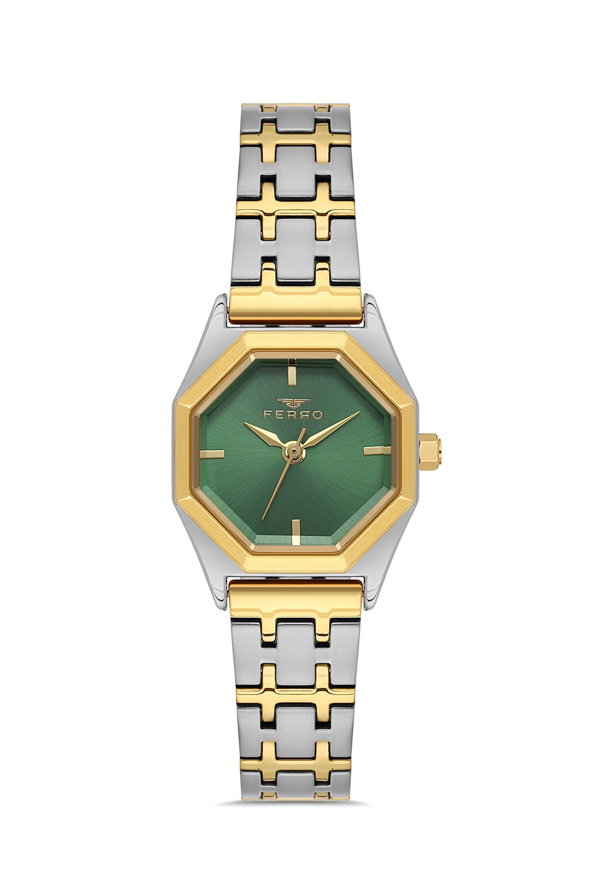 Ferro FL43019A-D6 Quartz Çelik Altın/Gri Yeşil 26 mm Kadın Kol Saati