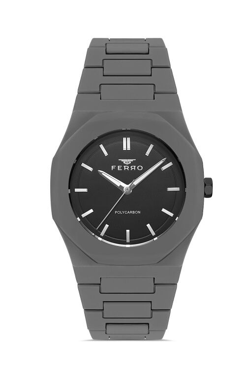 Ferro Gri Silikon Kordon Erkek Kol Saati F11400D-45G 3 ATM Su Geçirmez 2 Yıl Garantili HediyePaketli
