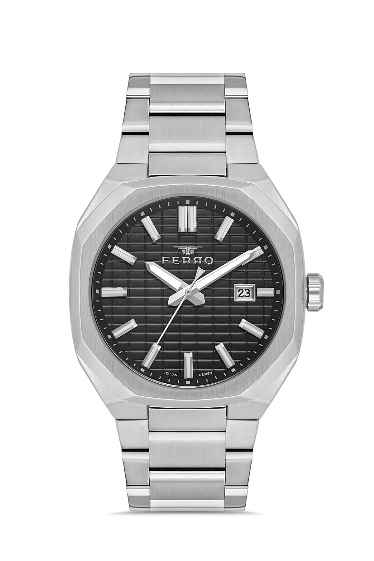 Ferro Gümüş Çelik Kordon Erkek Kol Saati FM43035A-A2 Tüm Fonksiyonlar Aktif 3ATM Su Geçirmez