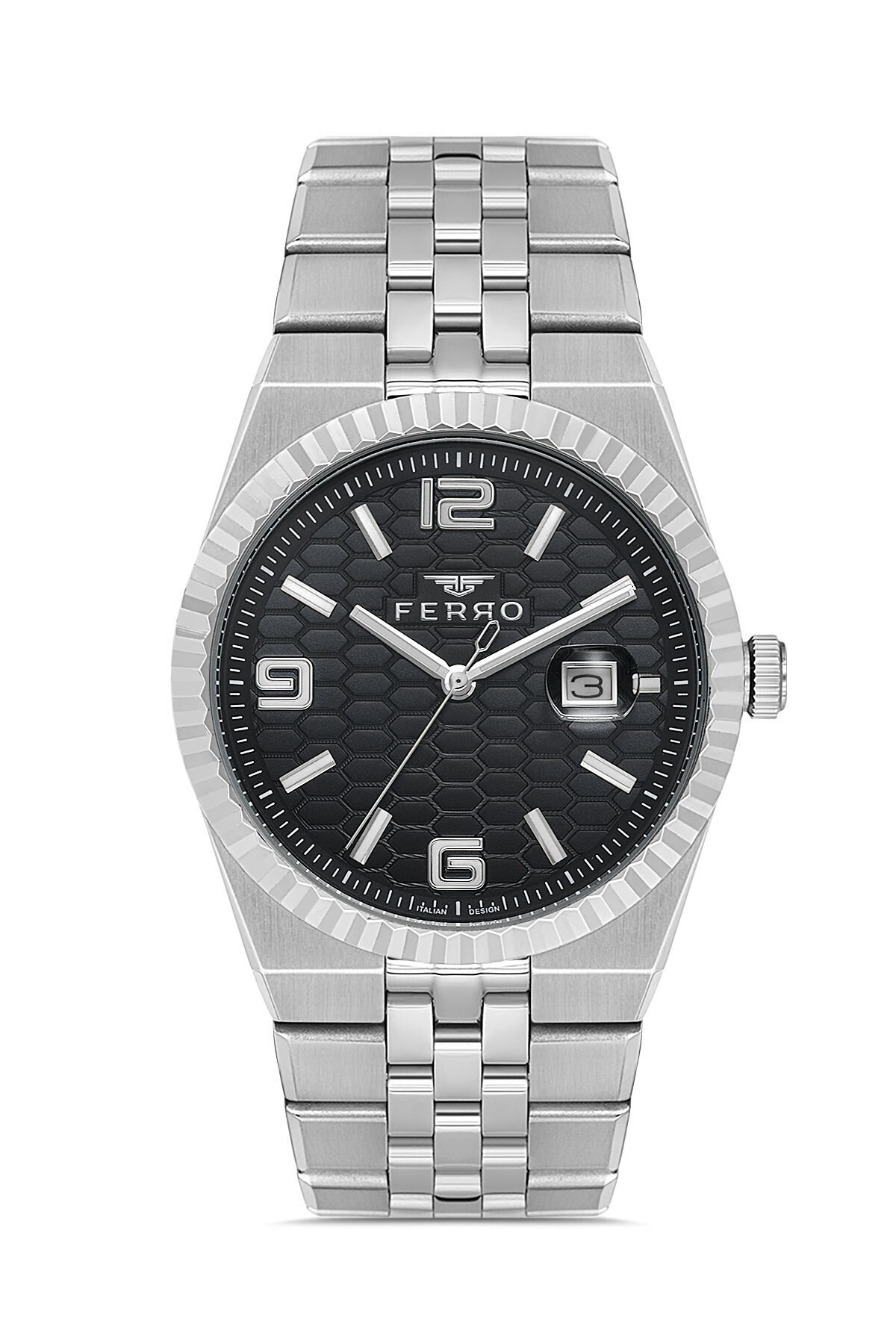 Ferro Gümüş Çelik Kordon Erkek Kol Saati F43032A-A2 3ATM Su Geçirmez 2 Yıl Garantili HediyePaketli