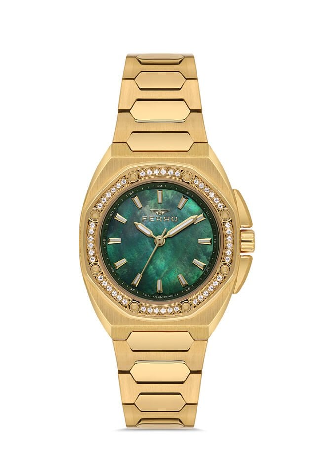 Ferro Sarı Çelik Kordon Kadın Kol Saati FL43026A-B6 3ATM Su Geçirmez 2 Yıl Garantili HediyePaketli