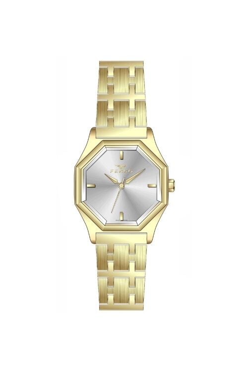 Ferro Sarı Çelik Kordon Kadın Kol Saati FL43019A-B 3ATM Su Geçirmez 2 Yıl Garantili HediyePaketli