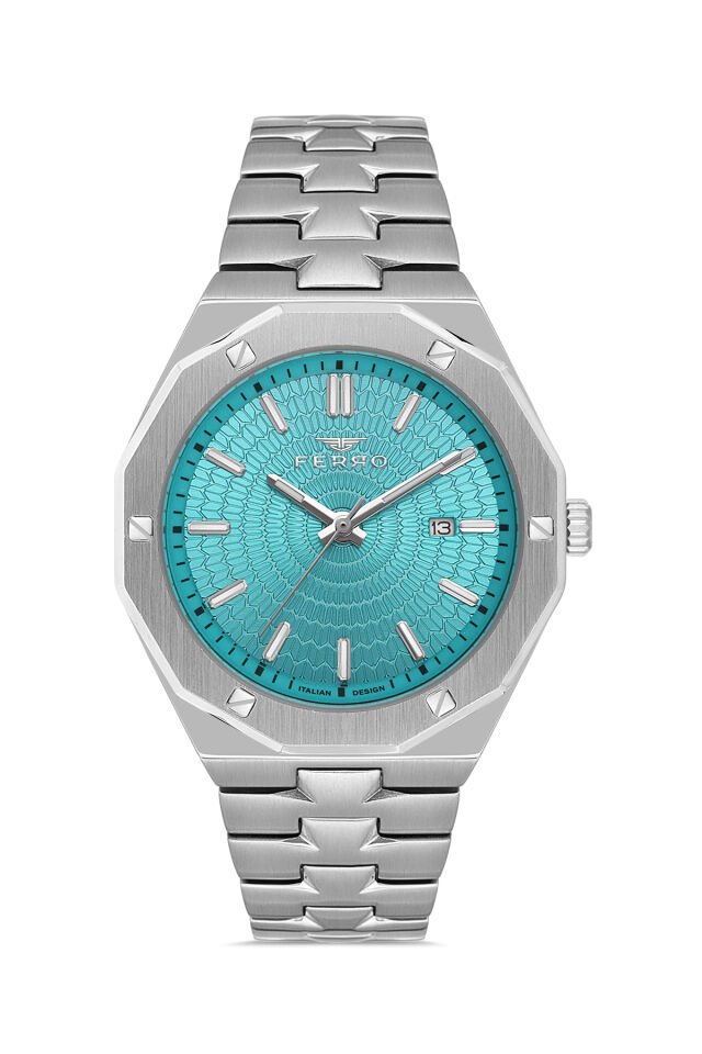 Ferro Gümüş Çelik Kordon Erkek Kol Saati FM43015A-A Tüm Fonksiyonlar Aktif 3 ATM Su Geçirmez