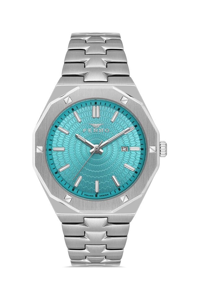 Ferro Gümüş Çelik Kordon Erkek Kol Saati FM43015A-A Tüm Fonksiyonlar Aktif 3 ATM Su Geçirmez