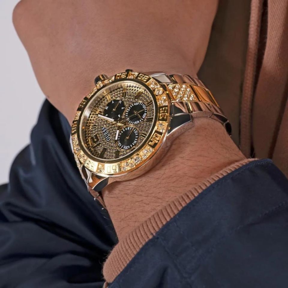 Guess GUGW0796G3 Quartz Çelik Altın/Gri Siyah Kadran 48 mm Erkek Kol Saati