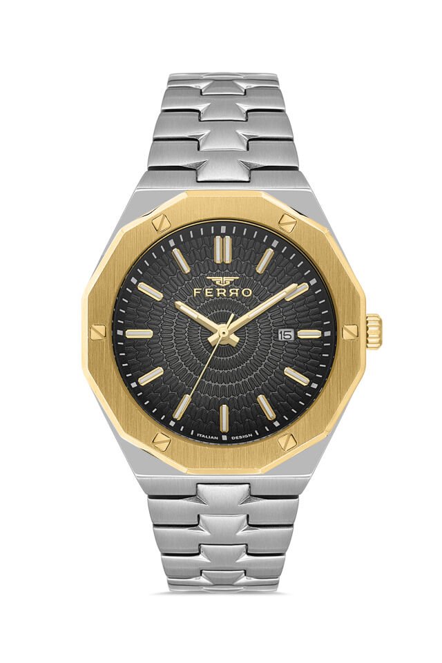 Ferro Sarı ve Gümüş Çelik Kordon Erkek Kol Saati FM43015A-A