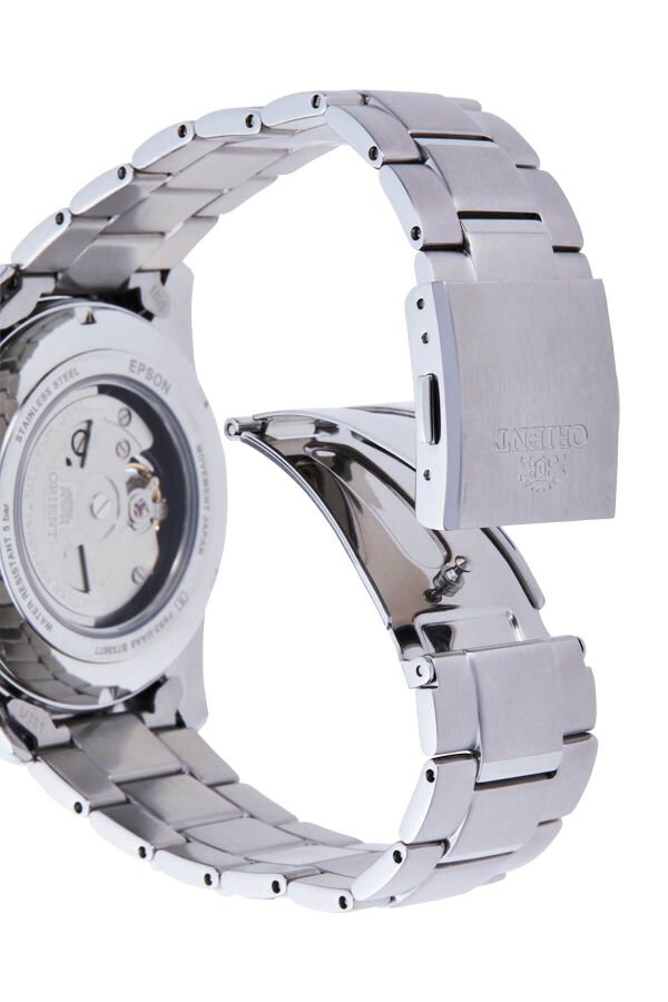 Orient Kurmalı Otomatik Çelik Gri Open Heart Safir Cam Lacivert Kadran 41 mm Erkek Kol Saati