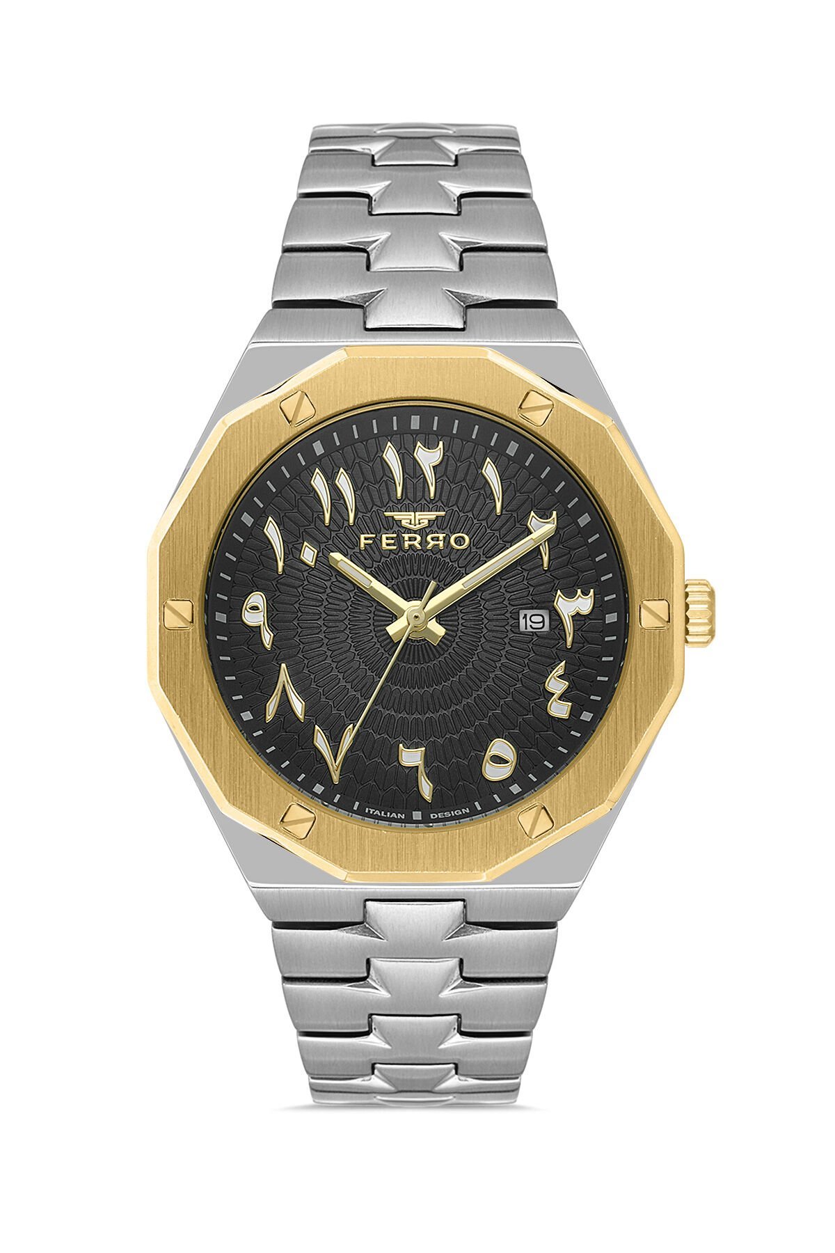 Ferro Sarı ve Gümüş Çelik Kordon Erkek Kol Saati FM43016A-A Tüm Fonksiyonlar Aktif 3 ATM Su Geçirmez