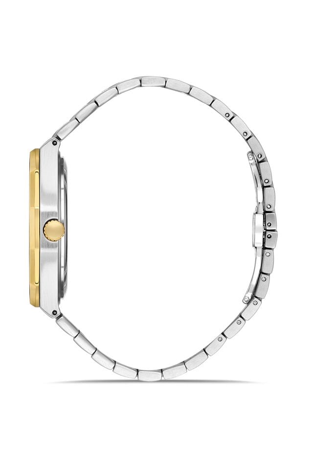Ferro Sarı ve Gümüş Çelik Kordon Erkek Kol Saati FM43016A-A Tüm Fonksiyonlar Aktif 3 ATM Su Geçirmez