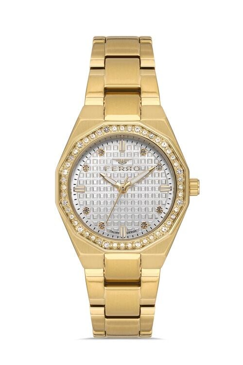 Ferro FL40134A-B Quartz Çelik Altın Rengi 30 mm Kadın Kol Saati