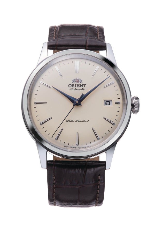 Orient Kurmalı Otomatik Deri Kahverengi Kristal Cam 38 mm Erkek Kol Saati