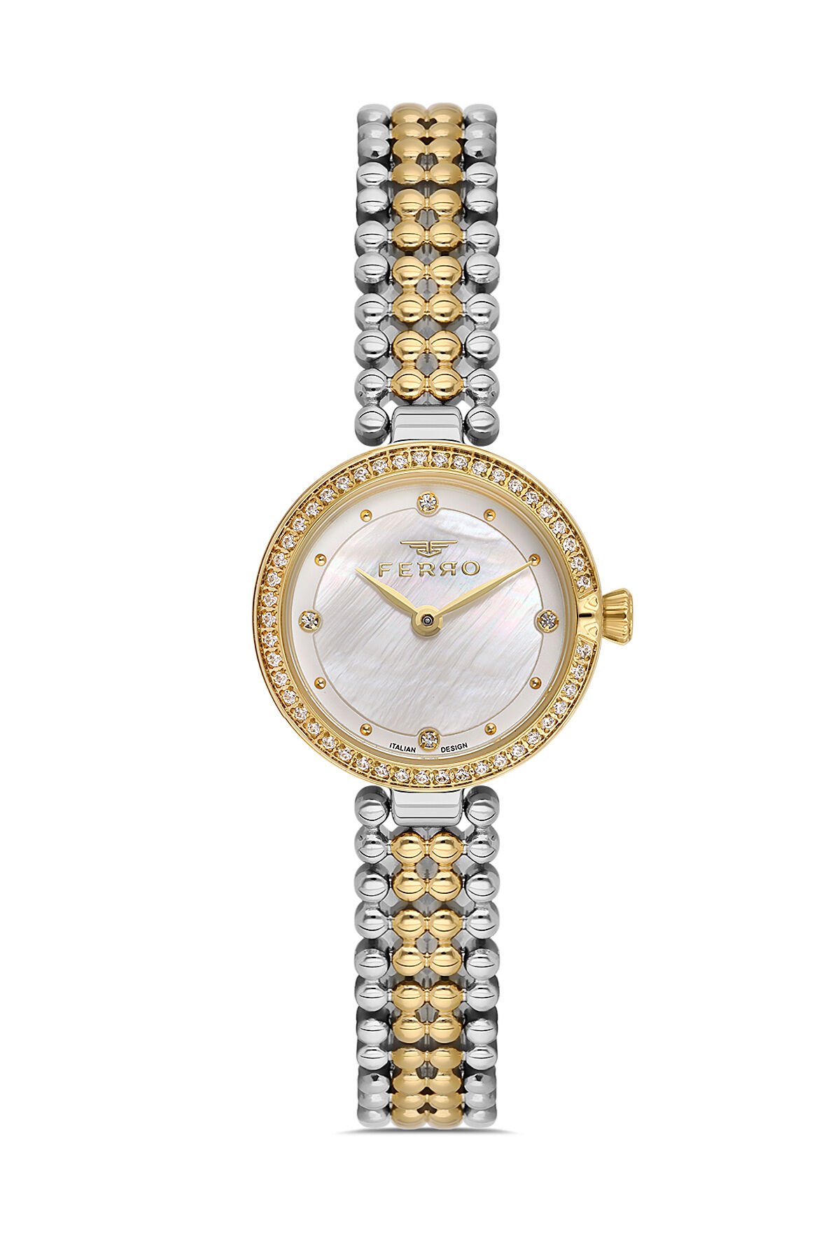 Ferro Sarı ve Gümüş Çelik Kordon Kadın Kol Saati FL43039A-D 3ATM Su Geçirmez 2 Yıl Garantili