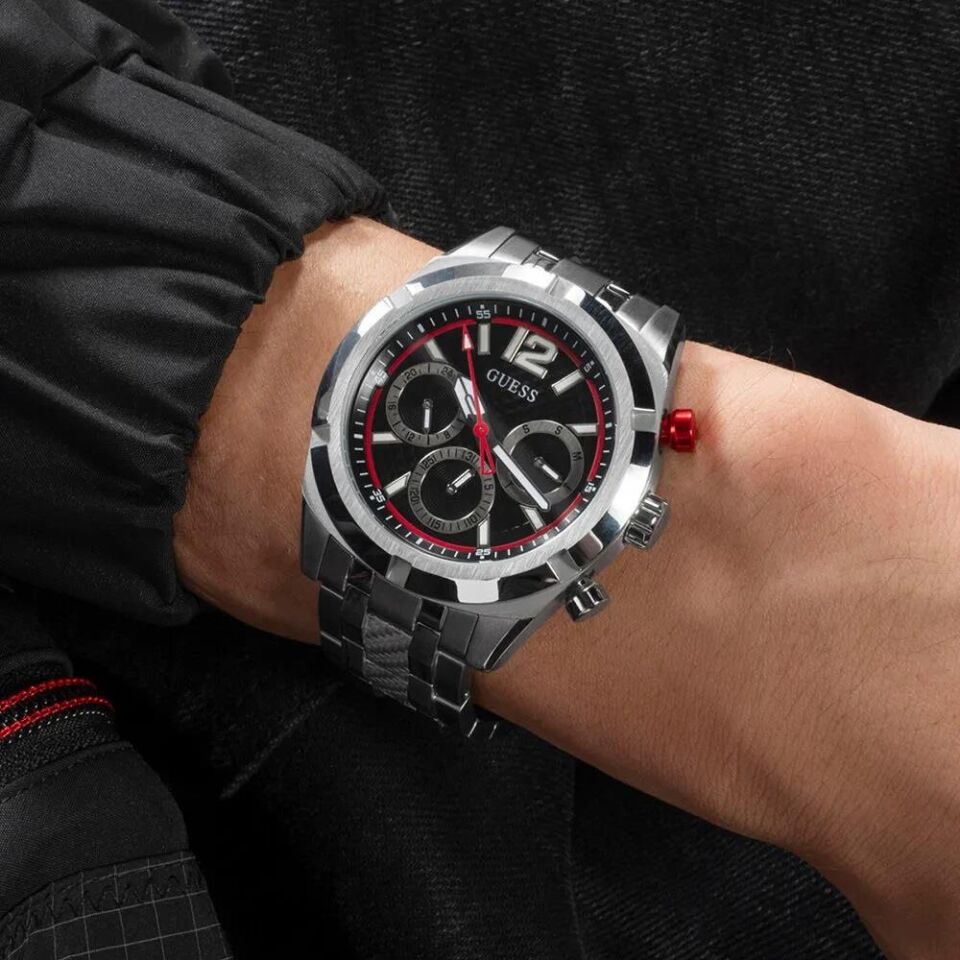 Guess GUGW0714G1 Quartz Çelik Gri Siyah Kadran 44 mm Erkek Kol Saati