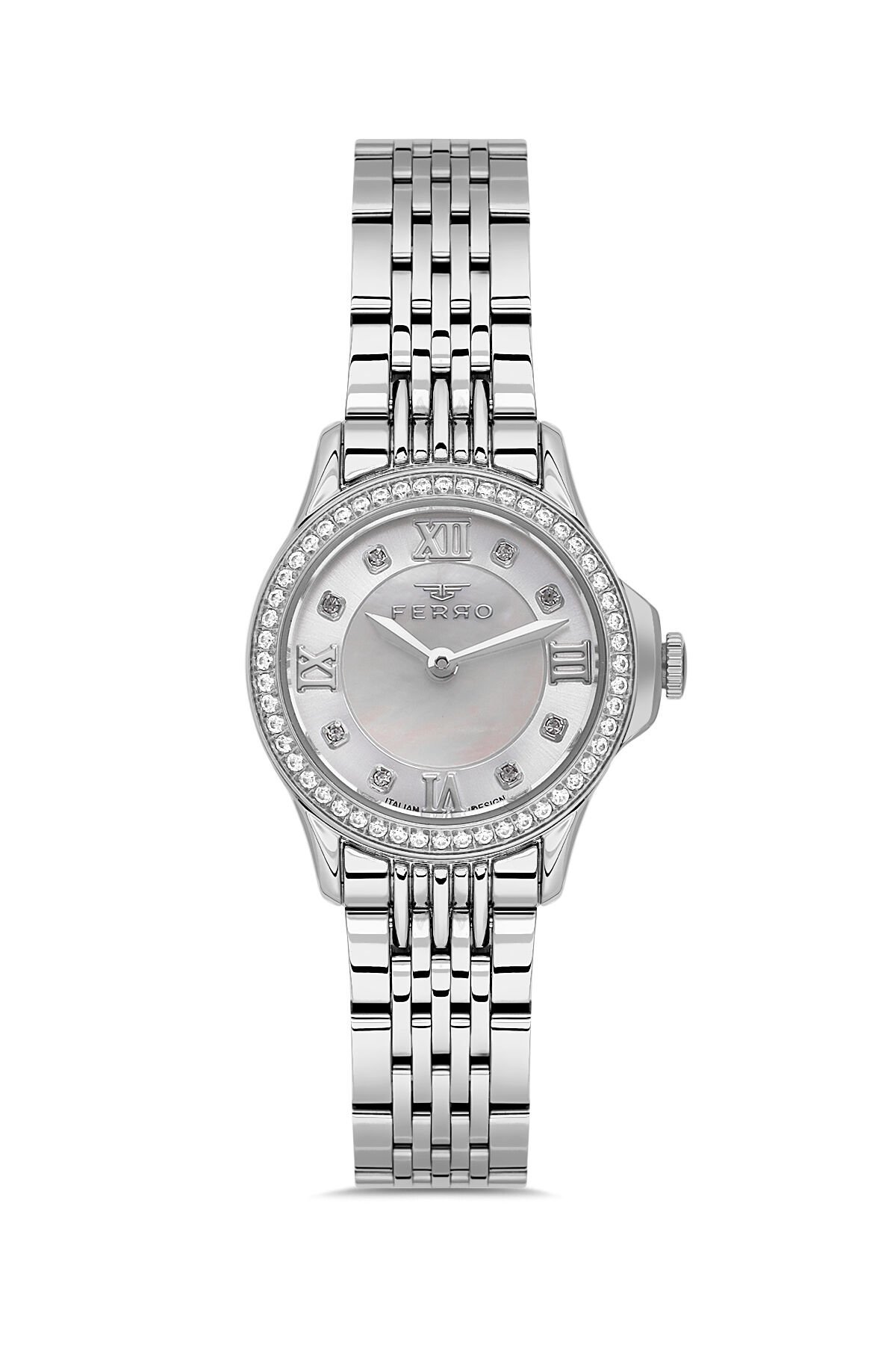 Ferro Gümüş Çelik Kordon Kadın Kol Saati FL43030A-A 3ATM Su Geçirmez 2 Yıl Garantili HediyePaketli