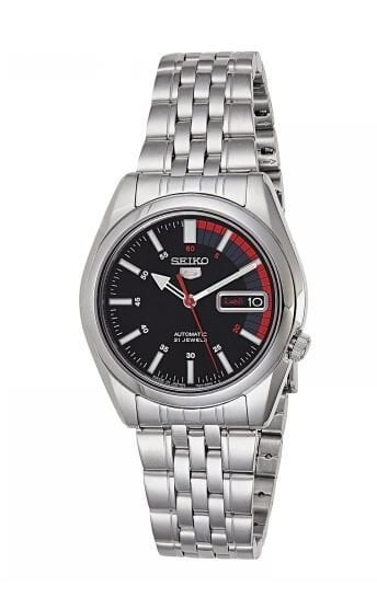 Seiko 5 Japan SNK375J1 36 mm Gri Çelik Otomatik Şeffaf Arka Kapaklı Erkek Kol Saati
