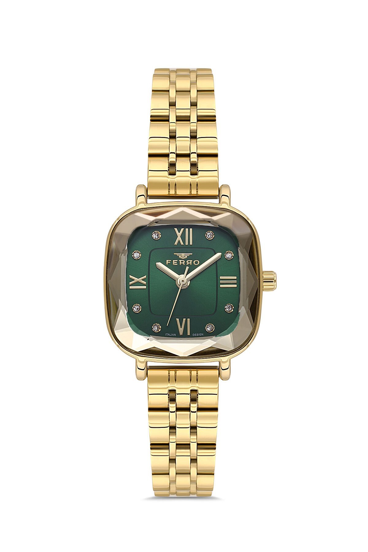 Ferro Sarı Çelik Kordon Kadın Kol Saati FL21597AWT-B6 3ATM Su Geçirmez 2 Yıl Garantili HediyePaketli