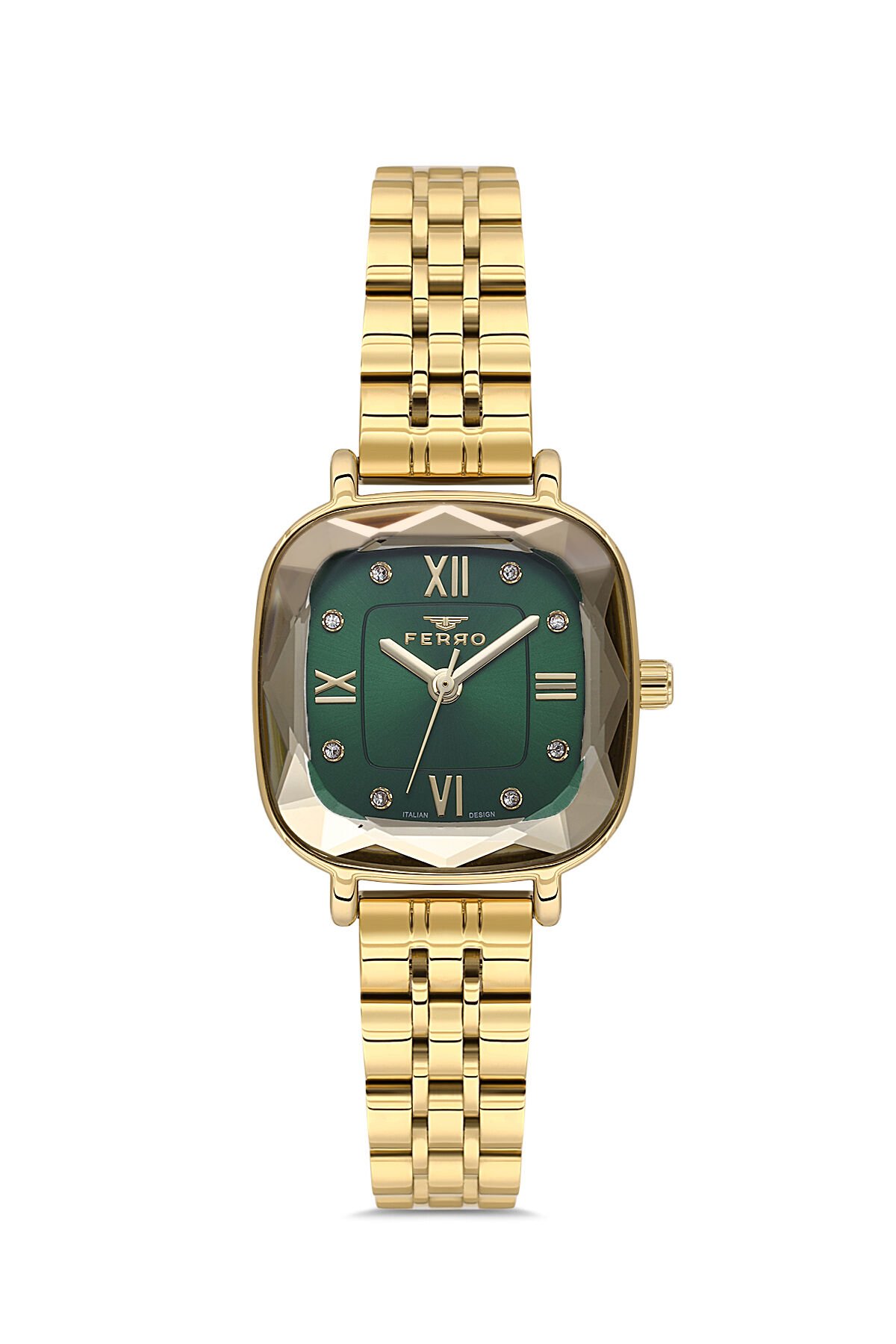 Ferro Sarı Çelik Kordon Kadın Kol Saati FL21597AWT-B6 3ATM Su Geçirmez 2 Yıl Garantili HediyePaketli