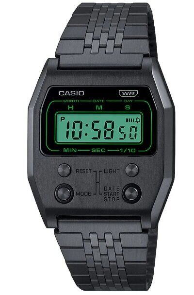 Casio A1100B-1DF Retro Quartz Dijital Siyah Yeşil Kadran 35 mm Erkek Kol Saati