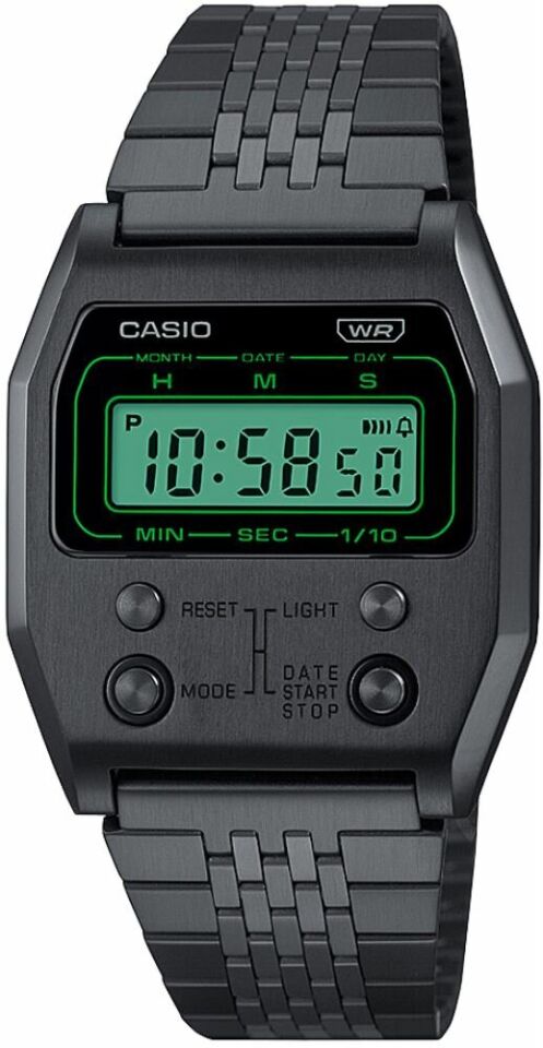 Casio A1100B-1DF Retro Quartz Dijital Siyah Yeşil Kadran 35 mm Erkek Kol Saati