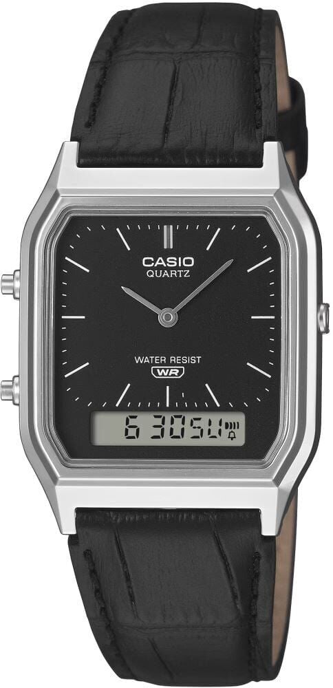 Casio AQ-230EL-1ADF Quartz Deri Siyah 30 mm Erkek Kol Saati